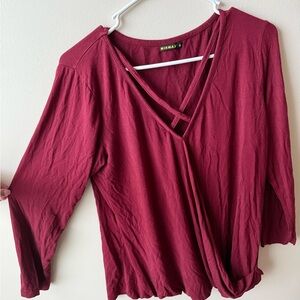 Maroon Long Sleeve Women's Top